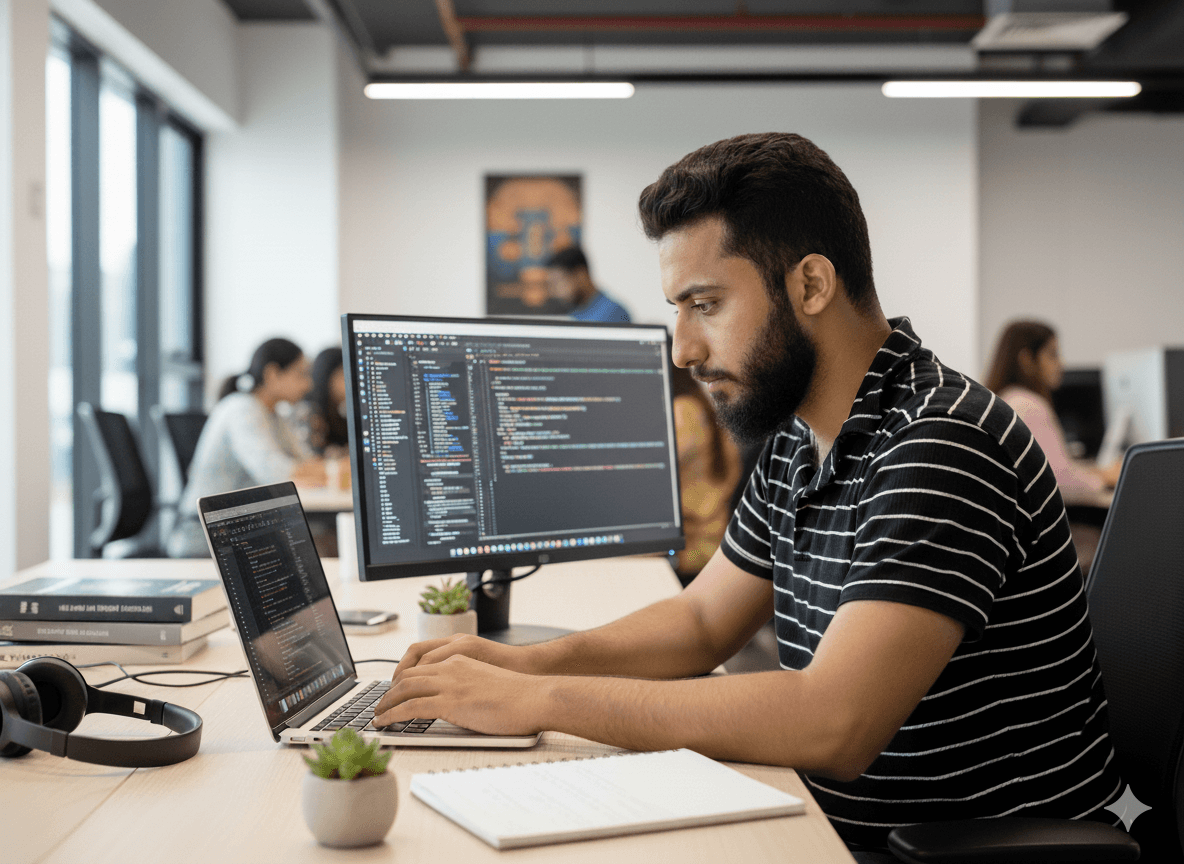 Hunain coding in a collaborative office environment