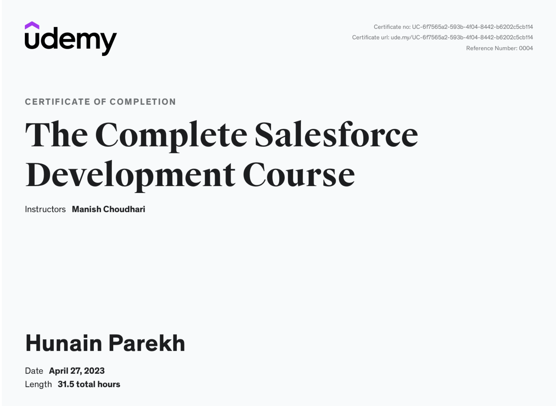Salesforce Developer - Udemy